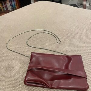 Elegant Burgundy Crossbody Bag with Silver Chain Strap